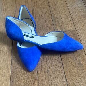Nine West Cobalt Blue Suede D’Orsay Flats Pointed Toe Slingback Size 7